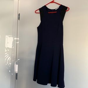 Navy blue dress with black lace
